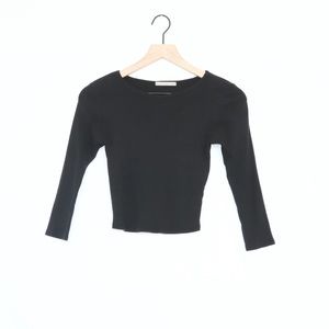Active USA Black Ribbed Crop Top Small